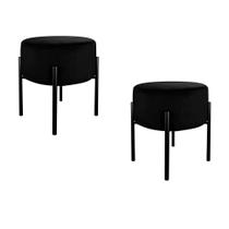 Kit Puff de Luxo Suede Preto - Vallisa Decor Kit Puff de Luxo Suede Preto - Vallisa Decor