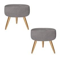 Kit puff helena suede cinza - tf decor