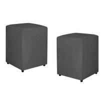 Kit Puff Quadrado Para Sala Veludo Cinza - Belliv Decor Kit Puff Quadrado Para Sala Veludo Cinza - Belliv Decor