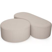 Kit Puff Redondo Lola e Puff Recamier Orgânico Orbit W01 Bouclê Creme - Lyam Decor Kit Puff Redondo Lola e Puff Recamier Orgânico Orbit W01 Bouclê Creme - Lyam Decor