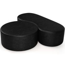Kit Puff Redondo Lola e Puff Recamier Orgânico Orbit W01 material sintético Preto - Lyam Decor Kit Puff Redondo Lola e Puff Recamier Orgânico Orbit W01 material sintético Preto - Lyam Decor