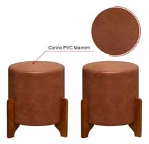 Kit Puff Thor Puff Sala Banqueta Redondo Pés em Madeira cores