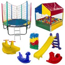 Kit Pula Pula 1,83m + Piscina De Bolinhas 1m + 500 Bolinhas + Escorrega Médio + 2 Gangorra 1l + 1 G2 Kit Pula Pula 1,83m + Piscina De Bolinhas 1m + 500 Bolinhas + Escorrega Médio + 2 Gangorra 1l + 1 G2
