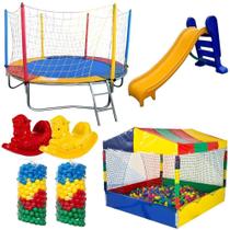 Kit Pula Pula 2,44m + Piscina De Bolinhas 1,50m + 1000 Bolinhas + Escorregador Médio + 2 Gangorras Kit Pula Pula 2,44m + Piscina De Bolinhas 1,50m + 1000 Bolinhas + Escorregador Médio + 2 Gangorras