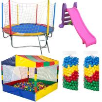 Kit Pula Pula Infantil Cama Elástica 2,30m + Piscina de Bolinhas 1,50m + Esc Médio + 1000 Bolinhas - Rotoplay Brinquedos