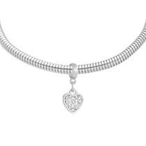 Kit Pulseira Berloque Coração Banhado a Prata 925 Kit Pulseira Berloque Coração Banhado a Prata 925