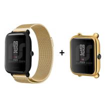 Kit Pulseira Compatível com Amazfit Bip De Metal / Aço - Magnética + Case