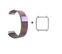 Kit Pulseira Compatível com Amazfit Bip De Metal / Aço - Magnética + Case