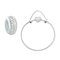 Kit Pulseira de Berloque Coração Separador Cristal em Prata 925