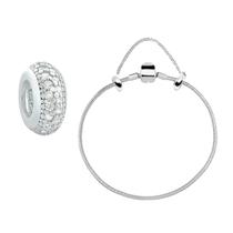 Kit Pulseira de Berloque Tambor e Separador Cristal em Prata 925