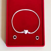 kit Pulseira de Prata 925 e 2 Berloques de Trava de Segurança