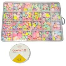 Kit Pulseira Diy Estojo C/24 Cavidades De Miçanga + Nylon