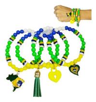 Kit Pulseira Do Brasil Copa Do Mundo Torcedor Miçanga 4 Unid Kit Pulseira Do Brasil Copa Do Mundo Torcedor Miçanga 4 Unid