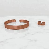 Kit Pulseira e Anel de Cobre Maciço Modelos Lisos e Reguláveis Kit Pulseira e Anel de Cobre Maciço Modelos Lisos e Reguláveis
