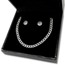 Kit Pulseira Grumet Escama Peixe e Brinco Zircônia Prata 925