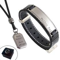 Kit Pulseira Melhor Pai de Couro Ajustável + Colar Meu Amigo Kit Pulseira Melhor Pai de Couro Ajustável + Colar Meu Amigo