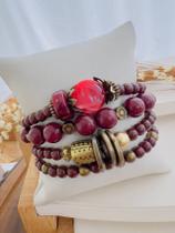 Kit Pulseira Miçanga Vinho