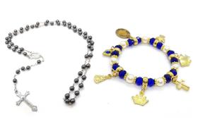 Kit Pulseira Nossa Senhora da Aparecida e Terço Hematita Kit Pulseira Nossa Senhora da Aparecida e Terço Hematita