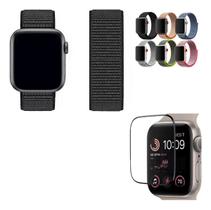 Kit Pulseira Nylon+ Película Compatível Com Apple Watch 1,2,3,4,5,6,7,8