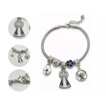 Kit Pulseira Prateada + 5 Berloques Nossa Sra. Aparecida Flor C5 Kit Pulseira Prateada + 5 Berloques Nossa Sra. Aparecida Flor C5