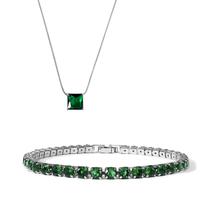Kit Pulseira Riviera Verde Colar com Zircônia Kit Pulseira Riviera Verde Colar com Zircônia