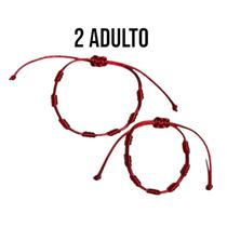 kit Pulseira vermelha 7 nós bebê/infantil adulto Kabbalah regulável com fecho macrame