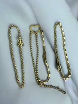 Kit Pulseiras 3mm + Pulseira Coração Feminina Banhado a ouro Kit Pulseiras 3mm + Pulseira Coração Feminina Banhado a ouro