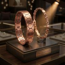 Kit Pulseiras Magneticas De Cobre Elos Romanticos + Brinde