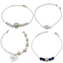 Kit Pulseiras Semi Joias Folheadas A Prata 10 Peças Atacado - Jady Joias