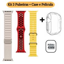 Kit Pulseiras Smartwatch Ultra W69 Plus 49mm Pelicula Case Silicone