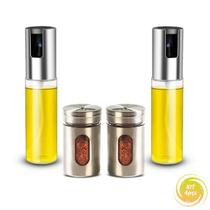 Kit Pulverizador Borrifador Spray Culinário Azeite Óleo Salada Mesa Saleiro Pimenteiro Porta Tempero Condimento Cozinha