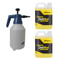 Kit Pulverizador Manual 1,5L + 2 Detergentes Det Mol 5 Litros Limpeza Automotiva Borrachas Londrina