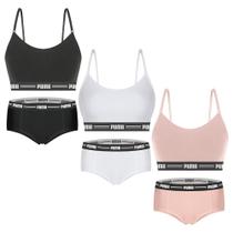 Kit Puma 3 Tops Modal Stretch + 3 Calcinhas Mini Boxer Feminino