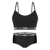 Kit Puma Top Modal Stretch + Calcinha Mini Boxer Feminino - Preto