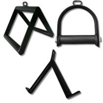 Kit Puxador Triângulo + Puxador Stribo Com Giro Cross + Puxador V Para Academia Musculação Fitness