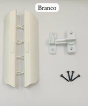 Kit puxador + trinco porta sanfonada cor branco, cinza, bege, mogno, preto, cerejeira, imbuia