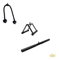 Kit Puxadores 01 Triangulo E 01 Reto 50cm E 01 Corda Tríceps Kit Puxadores 01 Triangulo E 01 Reto 50cm E 01 Corda Tríceps