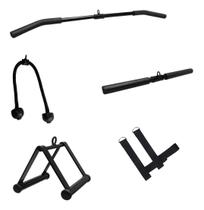 Kit Puxadores Triangulo e Corda e Reto 50cm e Glúteo e Pulley 1m Kit Puxadores Triangulo e Corda e Reto 50cm e Glúteo e Pulley 1m