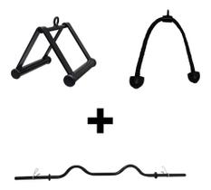 Kit Puxadores: Triângulo E Puxador Corda Tríceps E Barra W 1,30