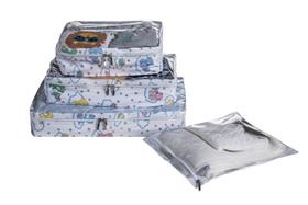 Kit PVC Organizador Mala/Maternidade: 3 Necessaires + Saquinho, Durável e Fácil de Limpar