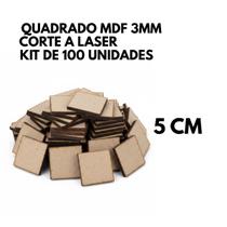 Kit Quadrado 5x5 cm mdf cru recortado a laser 100 uni