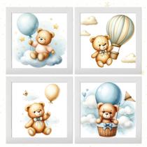 Kit Quadrinhos Decorativo para Quarto de Bebê Infantil Menino Menina Safari Ursinho Unicórnio Barquinho