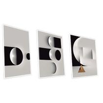 Kit Quadro Abstrato Preto e Branco Canvas Sem Vidro Kit Quadro Abstrato Preto e Branco Canvas Sem Vidro