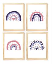 Kit quadro arco íris decorativo quarto criança bebê enxoval menina