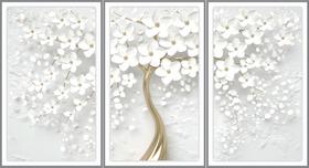 kit quadro cerejeira branca em tecido canvas