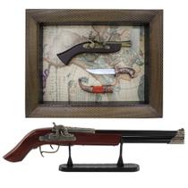 Kit Quadro Com Armas E Mosquete De Mesa Decorativo + Suporte