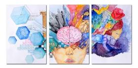 kit quadro decorativo 3 peças 60x 40 Lado Racional e Lado Emocional Cérebro