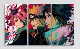 kit quadro decorativo 3 peças 60x 40 Naruto Sakura Sasuke