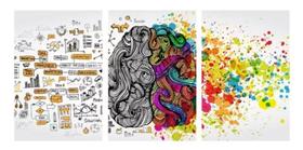 kit quadro decorativo 3 peças 60x 40 Psicologia psicanálise Racional E Emocional Cerebro
