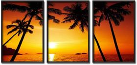 kit quadro decorativo 3 peças entardecer no paraiso hawai sol verão decoração